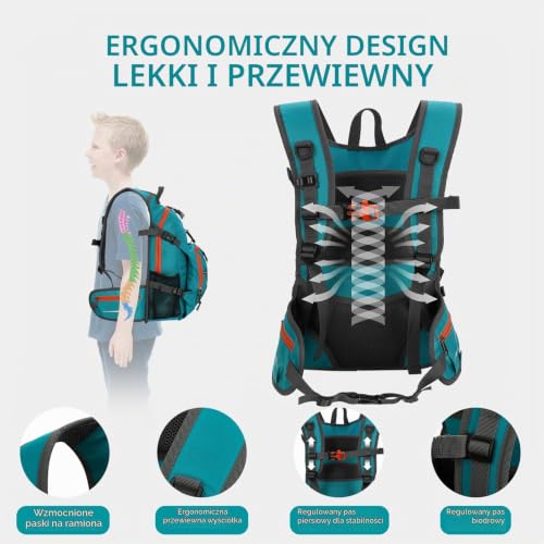 Cozary Plecak dziecięcy 18 l, wygodny plecak turystyczny dla dzieci z odblaskowymi paskami, wodoodporny piesze wycieczki dla chłopców w wieku 6-12 lat, na wycieczki, zajęcia na świeżym powietrzu, do