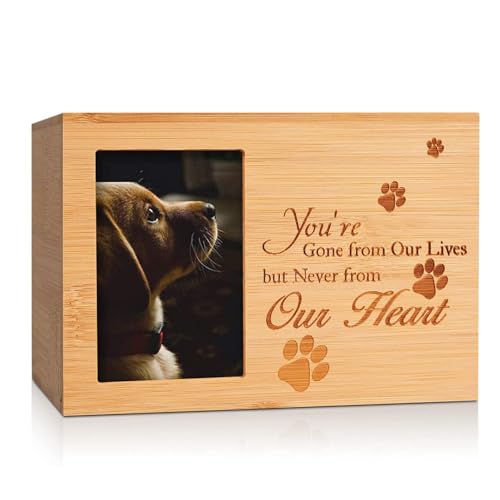 Namvo Urnes pour Animaux de Compagnie, boîte à Cendres de Chien en Bois Cercueil Souvenir commémoratif Cadeau Photo boîte Porte-Cendres pour Animaux de Compagnie avec Cadre Photo