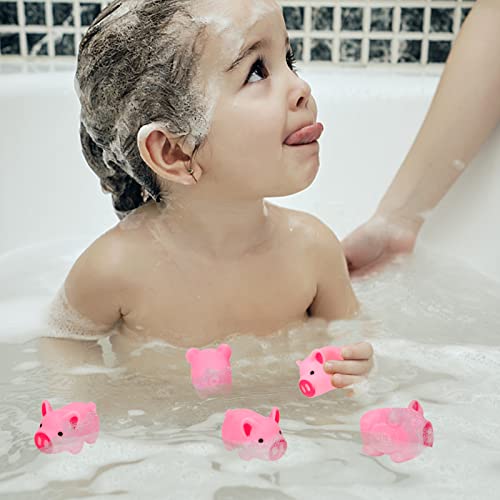 3 Otters 28Pcs Mini Rubber Pig Baby Bath Toys, Pink Piggy Float Squeak Toys For Boys And Girls, Piggie Party Decorations Favors, Bathtub Toys Squeaky Pig For Preschool Kid #TOP3