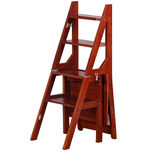 Silla De Escalera Plegable 2 En 1 De Madera