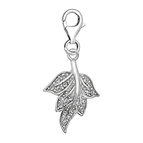Quiges Silver Plated Leaf Clip On Charm Cover