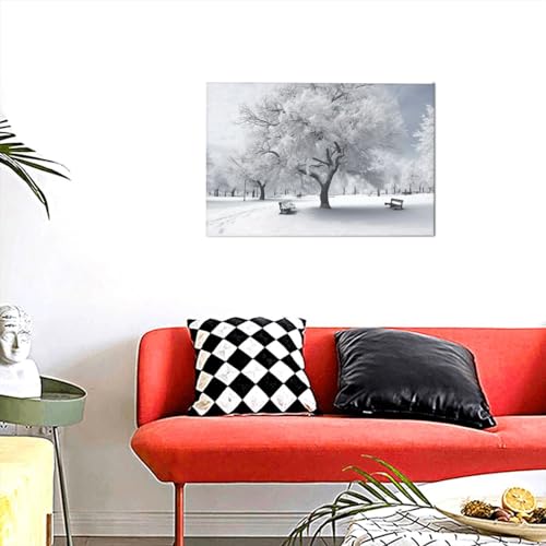 Toile murale paysage de neige deco nature 30x45cm cuisine et sejour cocooning