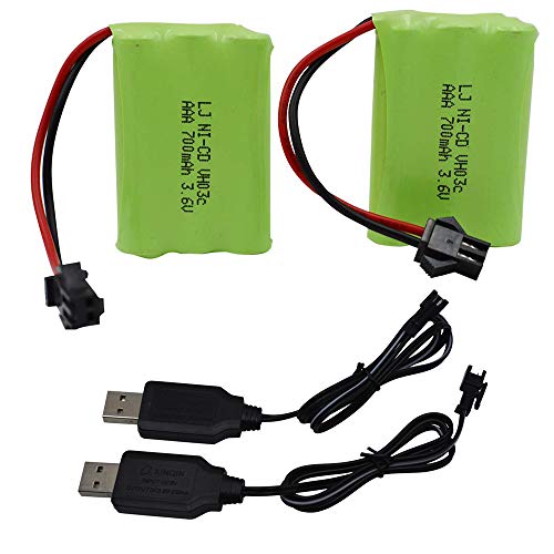 Blomiky 2 Pack 3.6V 700mAh AAA Re-Chargeable Battery Pack and USB Charger Cable