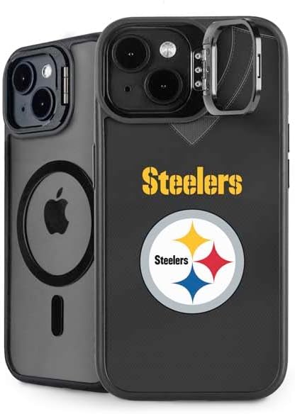 Skinit Kickstand Phone Case Compatible with iPhone 15 Plus - Officially Licensed NFL Pittsburgh Steelers Design