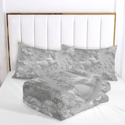 Housse de couette imprimé cheval infroissable fini le repassage lit 3D - 8