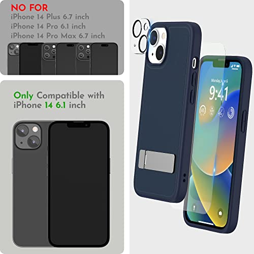 Niunisi Magnetic Case For Iphone 14 Case 6.1-Inch (2022), Slim Kickstand With Screen Protector Compatible With Magsafe Shockproof Translucent Matte Cases Phone Case Cover, Blue #TOP1