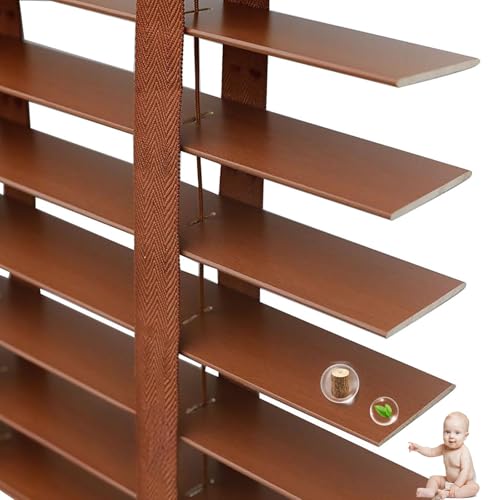Persiana Veneciana De Madera Lamas de 5cm, Estor Opacos Térmico, Ventanas Pantalla Privacidad, Personalizable 45cm 60cm 80cm 100cm 120cm 140cm 160cm Estores Venecianos para Hogar y Oficina(Coffee)