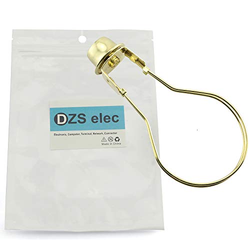 Dzs Elec 1-Pack Brass Round Light Bulb Holder With Lamp Shade Attaching Finial Diy Lighting Accessories Clip On Lampshade Adapter #TOP4