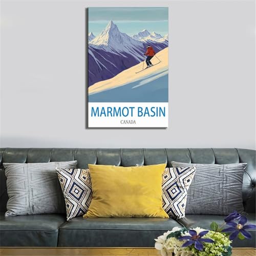 Affiche de voyage vintage Marmot Basin Canada souvenir des grands espaces - 4