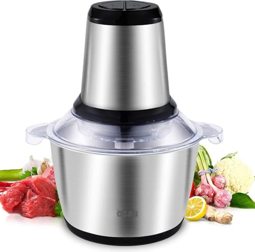 Electric Meat Grinder 2L Stainless Steel Electric Meat Chopper Food Processor Machine For Meat, Vegetables, Fruits and Nuts Fruit Mixer Nuts Grinder Blender Fillings Maker