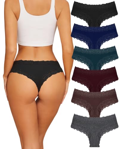 Image of Womens Cotton Underwear Sexy Lace Brazilian Panties Soft Bikini Ladies Pack