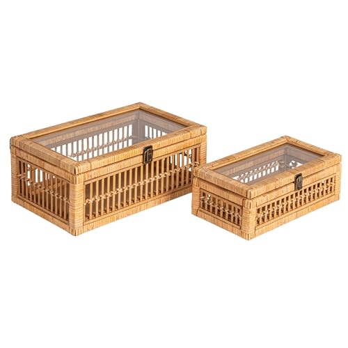 Creative Co-Op Rattan and Bamboo Nestable Storage Boxes