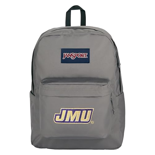 Image of JanSport NCAA Officially Licensed Backpack, JMU Dukes, Superbreak Plus with Padded 15'' Laptop Sleeve, Spacious Computer Bag for Men & Women, Durable Daypack with Bottle Pocket, Graphite Grey