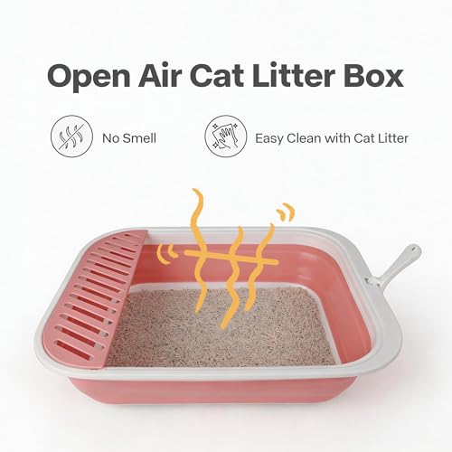 Caja de arena plegable para gatos Pawise color rosa miniatura 4