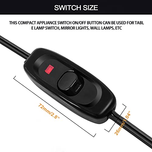 Mankk Appliance Inline Cord Switch Black Ac 250V 10A Heavy Duty Thru Switch On Off Lamp Bulb Wall Line Button Control Switch With Red Led Indicator Light Cable Cord Plug 18Awg Gw320-X-Dx-Bk #TOP1