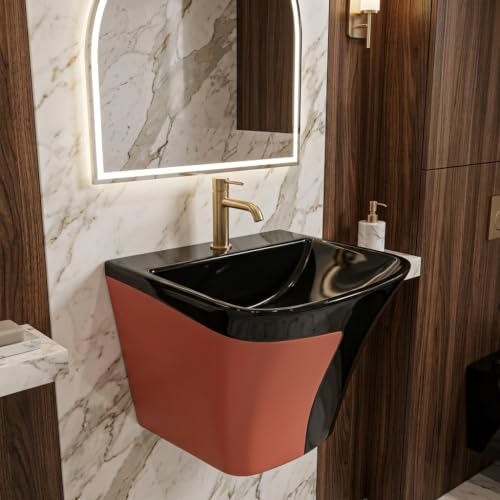 Image of Wall Mounted Wash Basin for Bathroom | Wall Hung Wash Basin /Sink (15.35 x 16.14 x 13 Inch, SFKOP - 220)