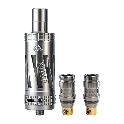 V-MOD 10ml Vape Verdampfer Tank mit Universal 510er Gewinde Inkl. 0 15 & 0 7 Coils Nachfüllbarer E-Zigaretten Tank für maximale Dampfwolken Ohne Nikotin Ohne Liquid (Silber)