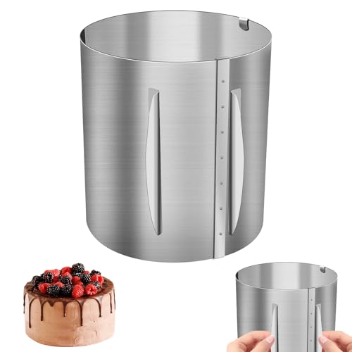 TOKSEO Anillo para tartas ajustable, 20 cm, ajustable, de acero inoxidable, diámetro ajustable de 16 a 30 cm