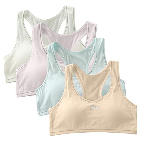 Salia Girl Cotton Training Bras For Girls 10-12 Sports Seamless Racerback Training Bralettes With Removable Padding - 4 Pack #TOP17