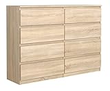 Caratteristiche tecniche: lunghezza: 120 cm, altezza: 101 cm, profondità: 39 cm, numero cassetti: 8 cassetti, spessore piano: 18 mm, materiale: pannello in laminato.