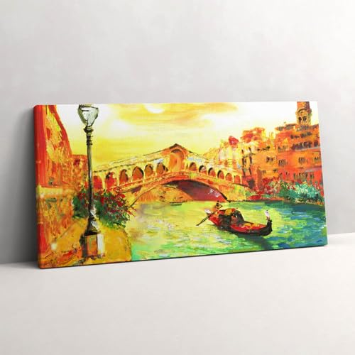 Impression de gondole et pont du Rialto sur tableau photo sur toile Venise 120x60cm
