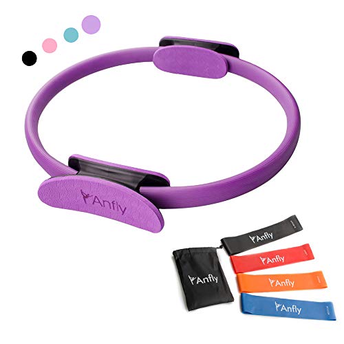 Anfly Pilates Ring - Pilates Magic Circle Dual Soft Grip Handles Strong Fitness