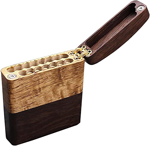 おしゃれなタバコの箱、 木製シガレットケース、ビンテージタバコボックス、ポータブルパーソナライズフリップシガレットボックス、通常のタバコ15本収納可能、ポータブル木製シガレットボックス