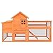 HETFTJN Large Wooden Chicken Coop and Rabbit Hutch Outdoor Solid Pine Brown 73.4
