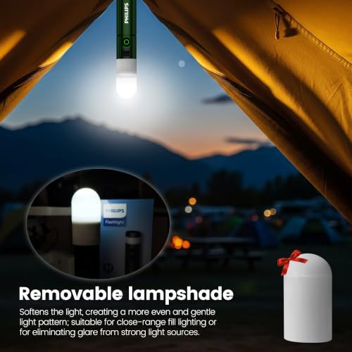 PHILIPS SFL5288 Rechargeable EDC Flat Flashlight with Camping, Warm White LED Combo, 1000 High Lumens Aluminium Portable Pocket Lights with 10 Modes, Two Sources for Outdoors Emergency Working (Green) - image 2