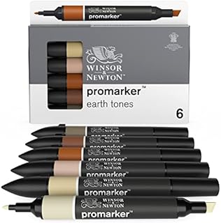 Winsor & Newton 0290160 Professional Earth Tones Marker Set, Khaki/Sandstone/Tan/Terracotta/Walnut/Umber