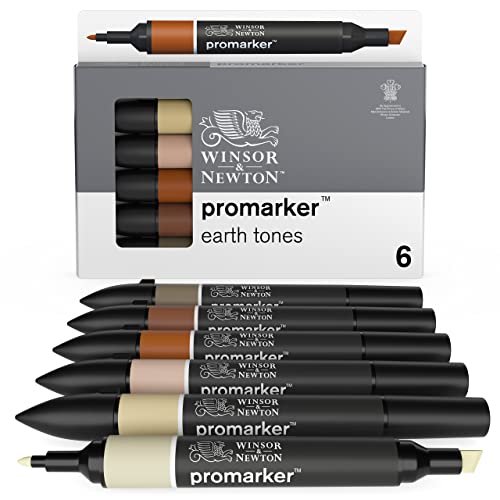 Winsor & Newton Promarker, Tonos tierra, Set de 6 (el paquete puede variar)