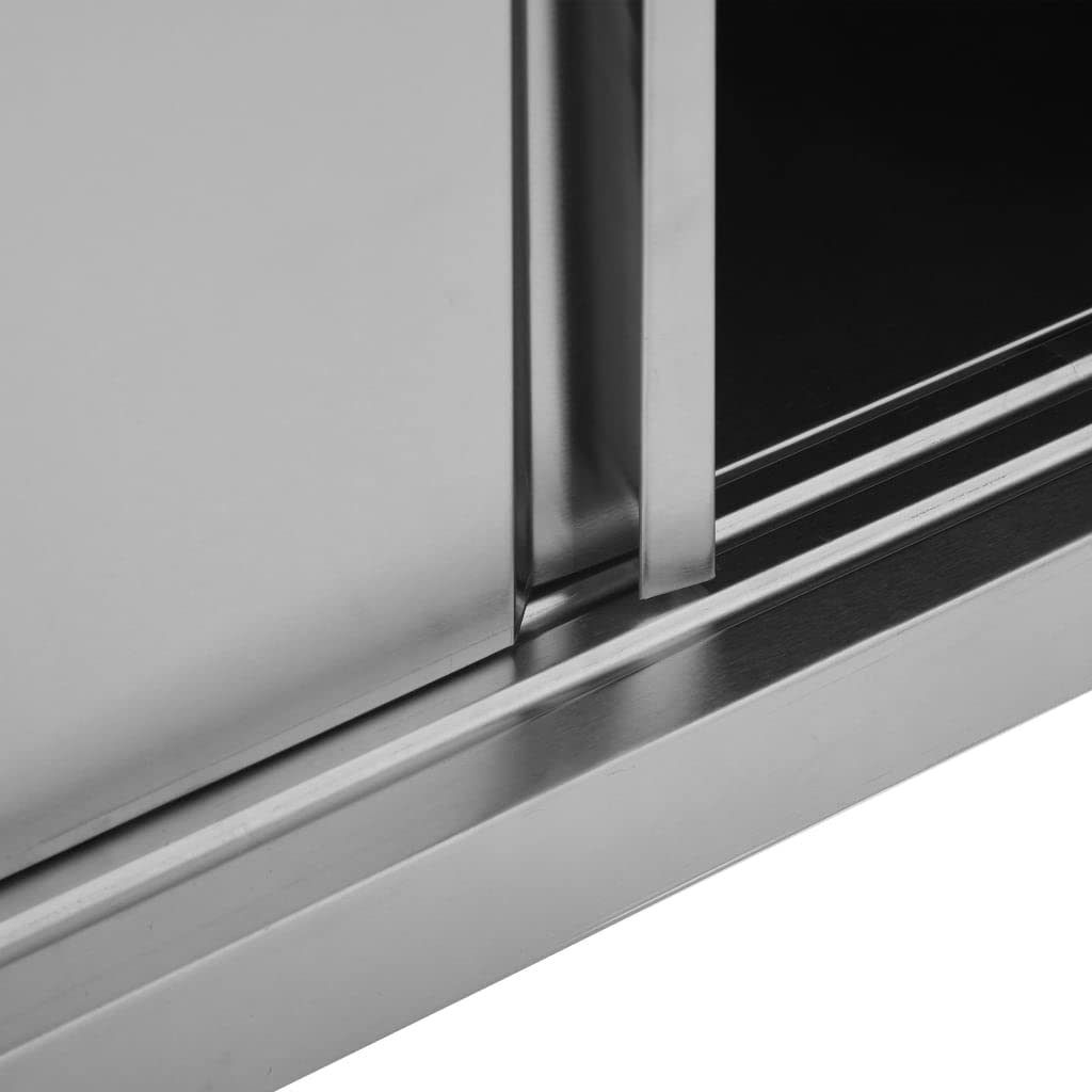 Générique Armoire de Cuisine avec Portes coulissantes 150x40x50 cm INOX,Arts de la Table & Arts culinaires, Stockage des Aliments,51054