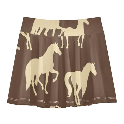 Silhouettes Horses Brown Girls Skorts Athletic Shorts Tennis Skirts Kids Cute School 3t2