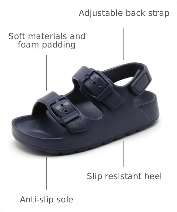Image of INMINPIN Toddler Boys Girls Buckle Sandals Comfort Open Toe Sandal with Adjustable Back Strap