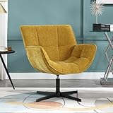 DAYALANE Fauteuil Salon Confortable en Chenille Chaise de Loisirs Pivotante à 360° Fauteuil de Relaxation Moderne pour Chambre, Jaune