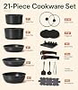 Ceramic Cookware Set, 21 Pcs Pots and Pans Set Nonstick with Detachable Handles, Stackable Granite-Style Induction Cookware for RV Camping Kitchen, Dishwasher & Oven Safe, Black #1