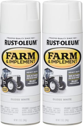 Image of Rust-Oleum 280132 Farm & Implement Spray Paint, 12 oz, Gloss White (Pack of 2)
