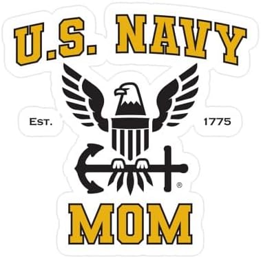 CafePress U.S. Navy Mom Black and Gold Small Die Cut Sticker, 3"x4" Glossy Finish