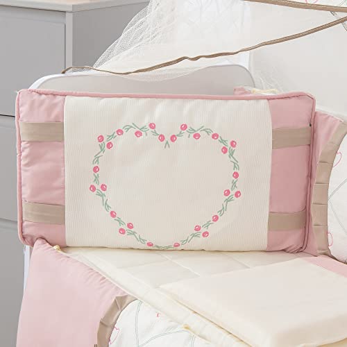 Kit Mini Berço Bebê Coração Palha Rose 9 Peças