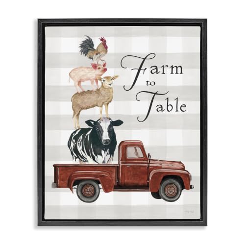 Farmhouse Plaid Farm Animals, 17 x 21 Inch Canvas in Floater Frame