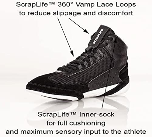 SCRAPLIFE Ascend One Mens Wrestling Shoes, Champion Designed. Lightweight and Flexible with Inner Sock Cushion for Wrestling, Boxing & Weight Training (7.5 BLK/WHT) | Image 3