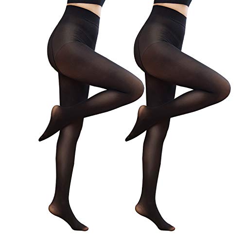 2 Pairs Opaque Tights for Women 80D Microfiber Control Top Pantyhose Footed Tights Womens Fashion Hosiery (2pairs-black, M)