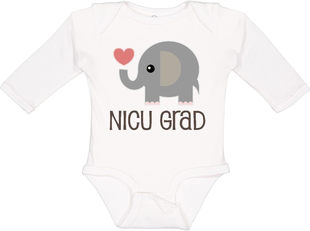 inktastic NICU Graduate Baby Elephant Long Sleeve Creeper