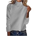 Women Fall Sweaters Long Sleeve Turtleneck Cotton Pullover Loose Fit Tops Casual Solid Jumper Fashion Comfy Clothes