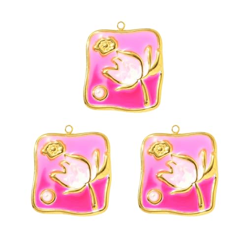 JUYAXIN ステンレススチール フローラル グラデーション ペンダント クラフト ジュエリー クラフト用品 ネックレス イヤリング アクセサリー 頑丈なグラデーション フローラルペンダントセット 3個パック, One Size, 説明のとおり, 説明の