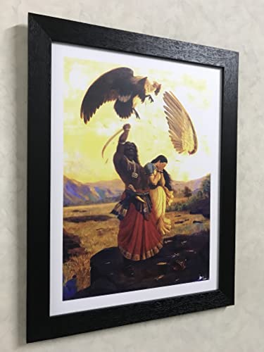 Image of Adventures� *Seeta- Ashok-watika & Jatayu*- Two Paintings by Raja Ravi Varma, Set of 2 Wall D�cor Frames. Matt Satin Print with MDF & 1 inchPS Black Frame. Size 14 inchx18 inch each.