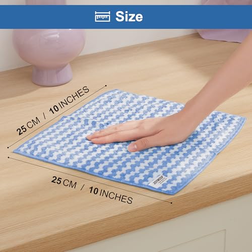 Image of JOYMOOP 54 Packs Microfiber Cleaning Cloths, 10 inch x 10 inch Kitchen Towels - Reusable Cleaning Rags, Lint-Free, Super Absorbent Cleaning Cloths for Kitchen, Car, and Household Cleaning, Blue