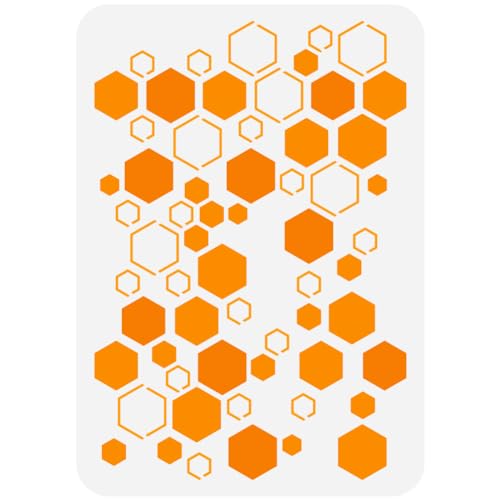 FINGERINSPIRE Pochoir de Peinture Super Hexagonal en Nid D'Abeille 21x29.7 Cm, Réutilisable, Motif...