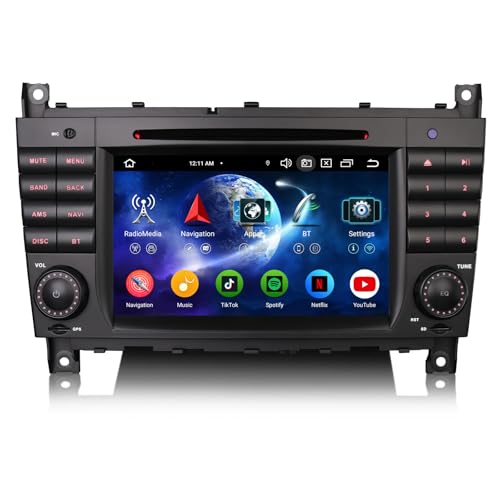 Erisin 8-rdzeniowy 4 GB + 64 GB Android 13 radio samochodowe Bluetooth DVD GPS nawigacja do Mercedes Benz klasy C W203 CLC klasa W203 C180 G klasa W463 obsługuje ekran dotykowy 7" CarPlay Android Auto