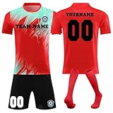 Genérico Equipaciones De Futbol Niño Adultos,Futbol Camisetas de equipación Personalizadas,Conjunto Camiseta De Fútbol Niño,Personalizar Camisetas De Futbol con Tu Nombre y Número
